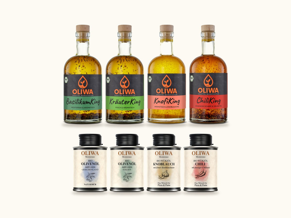 OLIWA Probiersets: KingÖle und Monterano je 4 × 100 ml