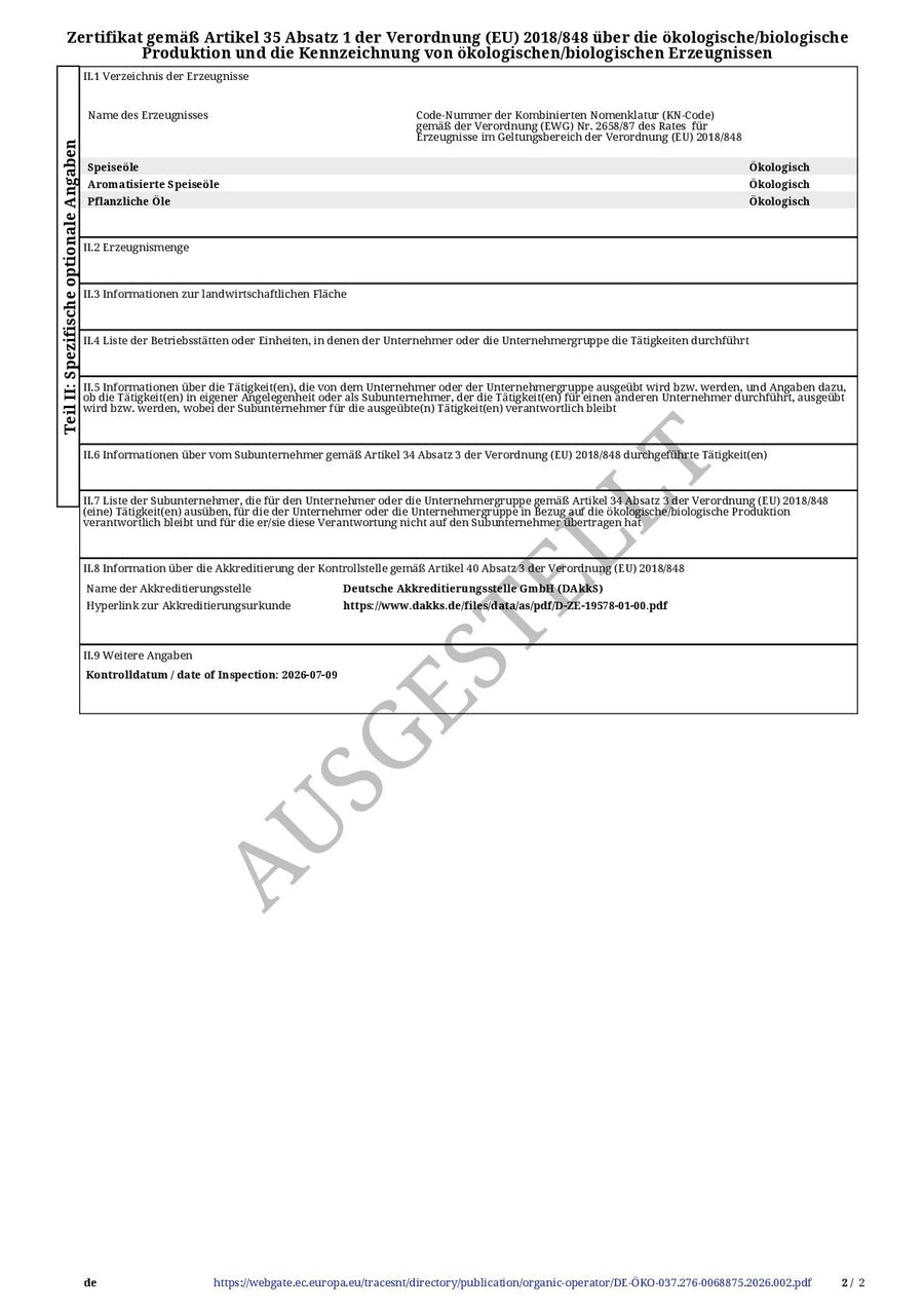 Bescheinigung nach Artikel 35 der Verordnung (EU) 2018/848