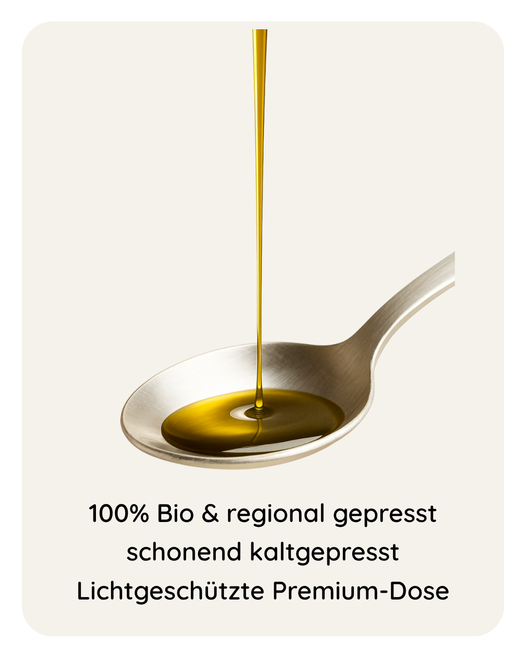 Bio Hanföl tropft in Löffel – 100 % Bio, kaltgepresst, lichtgeschützte Premium-Dose