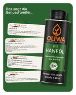 Kundenbewertungen zum OLIWA Bio Hanföl – positives Feedback zu Geschmack, Lieferung und Qualität