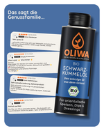 Kundenbewertungen zum OLIWA Bio Schwarzkümmelöl – positives Feedback zu Geschmack, Lieferung und Qualität