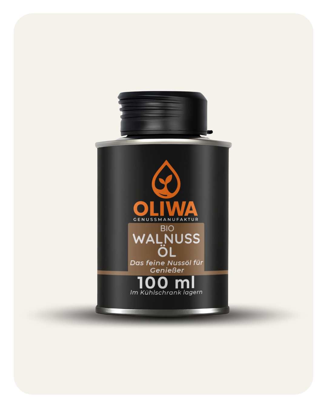 OLIWA Bio Walnussöl 100 ml – kaltgepresstes Nussöl aus Bayern in schwarzer Dose