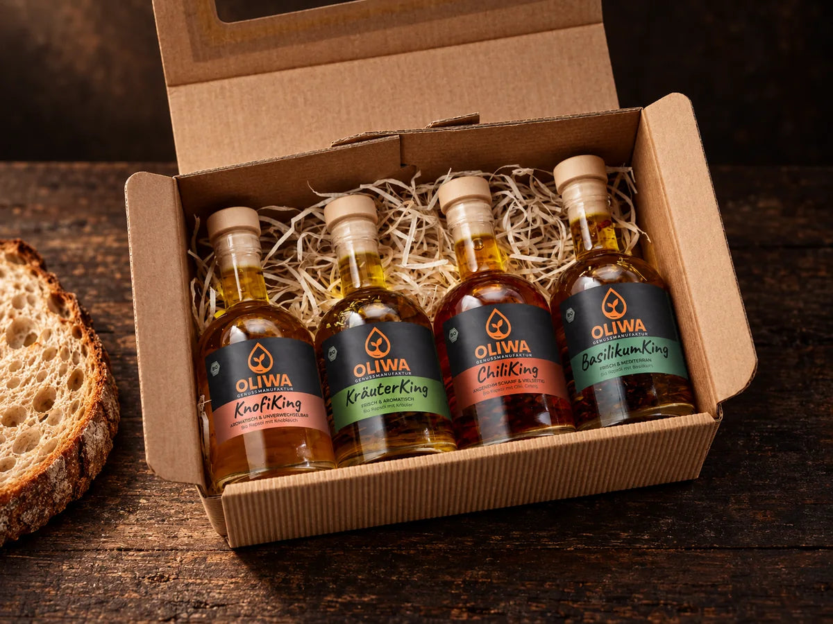 4er Bio Probierset mit KnofiKing, KräuterKing, ChiliKing und BasilikumKing à 100 ml